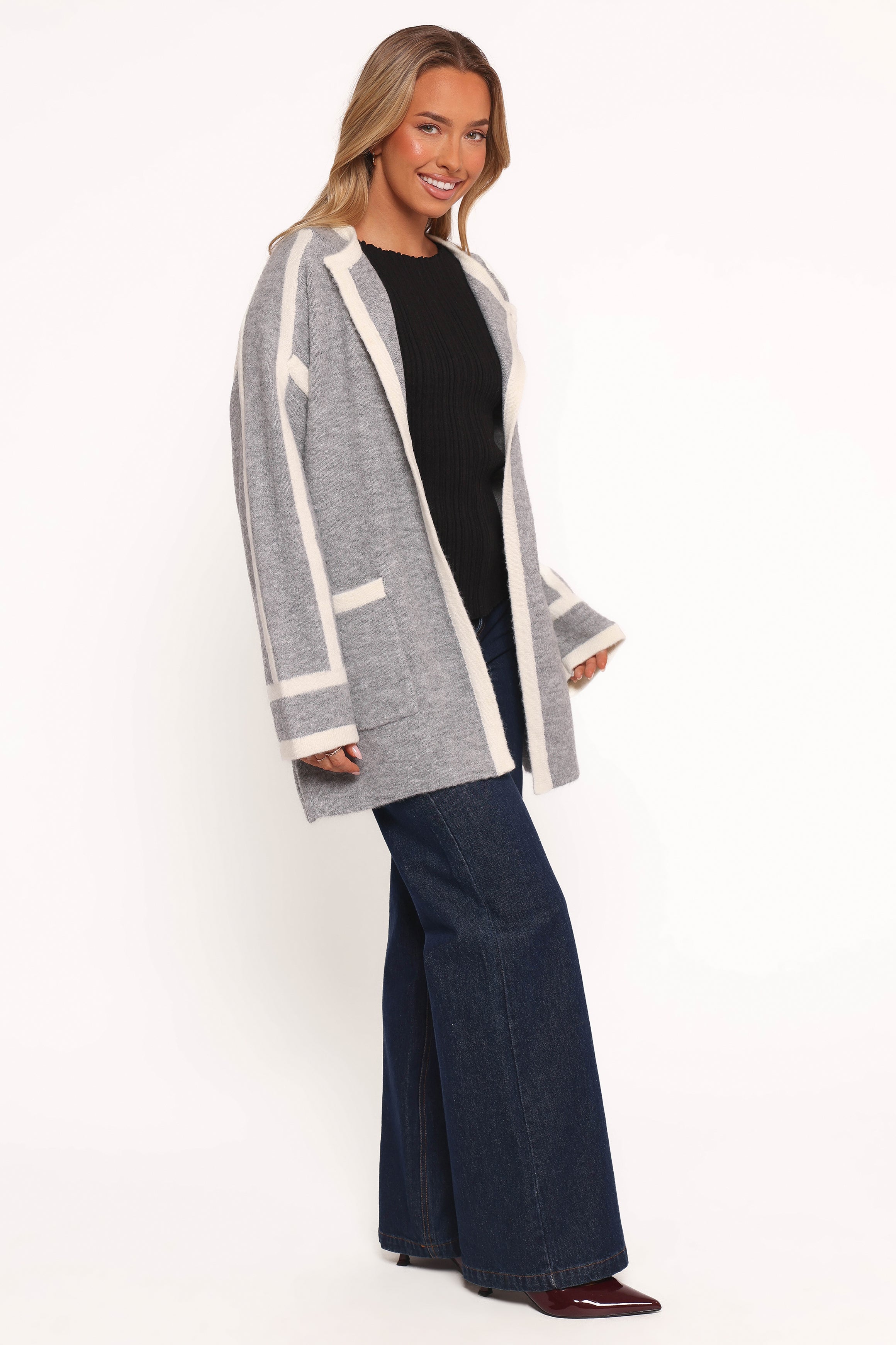 Maloney Tie Front Coatigan - Grey