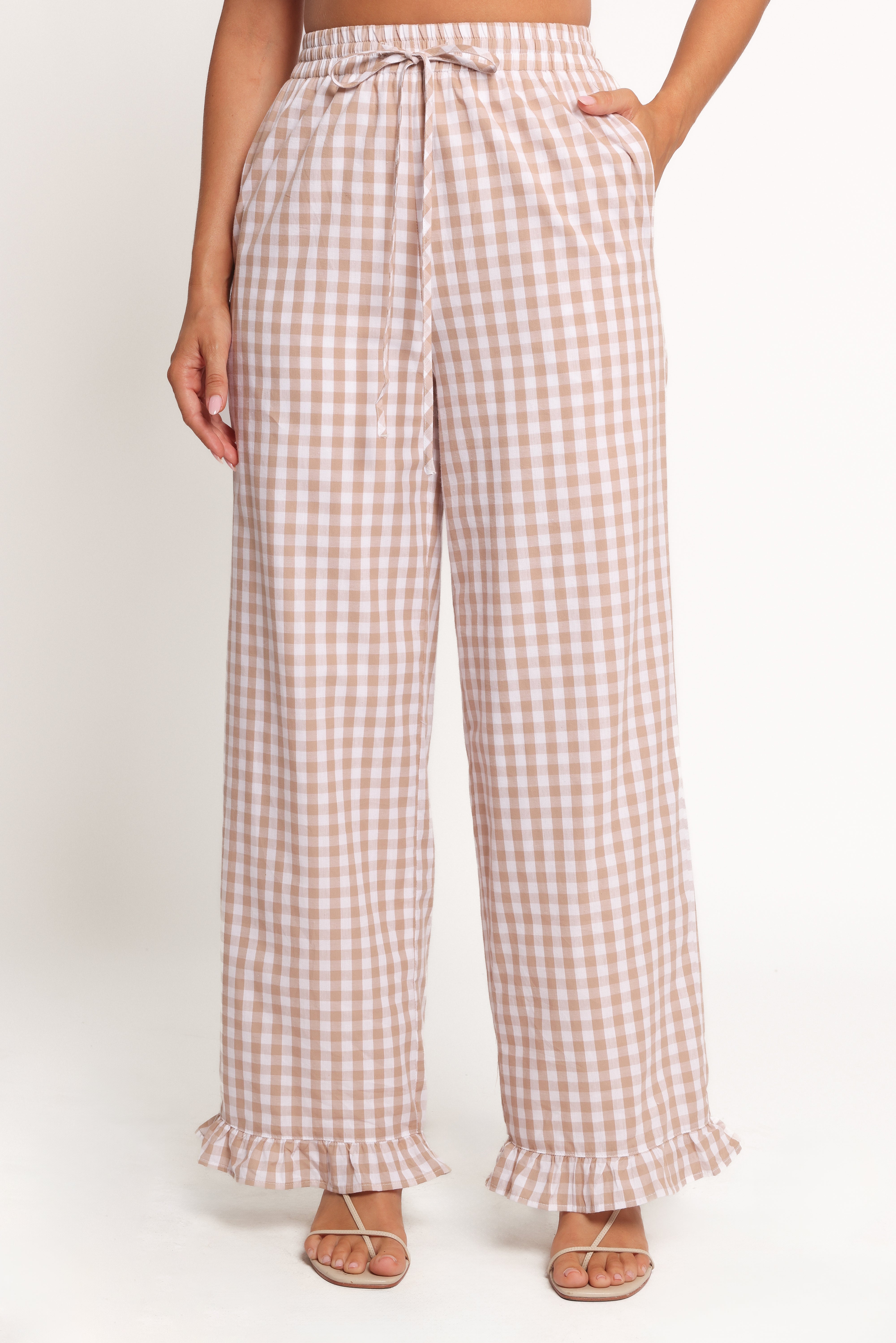 Marina Pant - Beige Gingham
