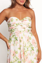 Marta Strapless Midi Dress - Pink Floral