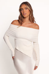 Mavis Off Shoulder Knit Top - Cream