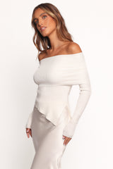 Mavis Off Shoulder Knit Top - Cream