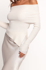 Mavis Off Shoulder Knit Top - Cream