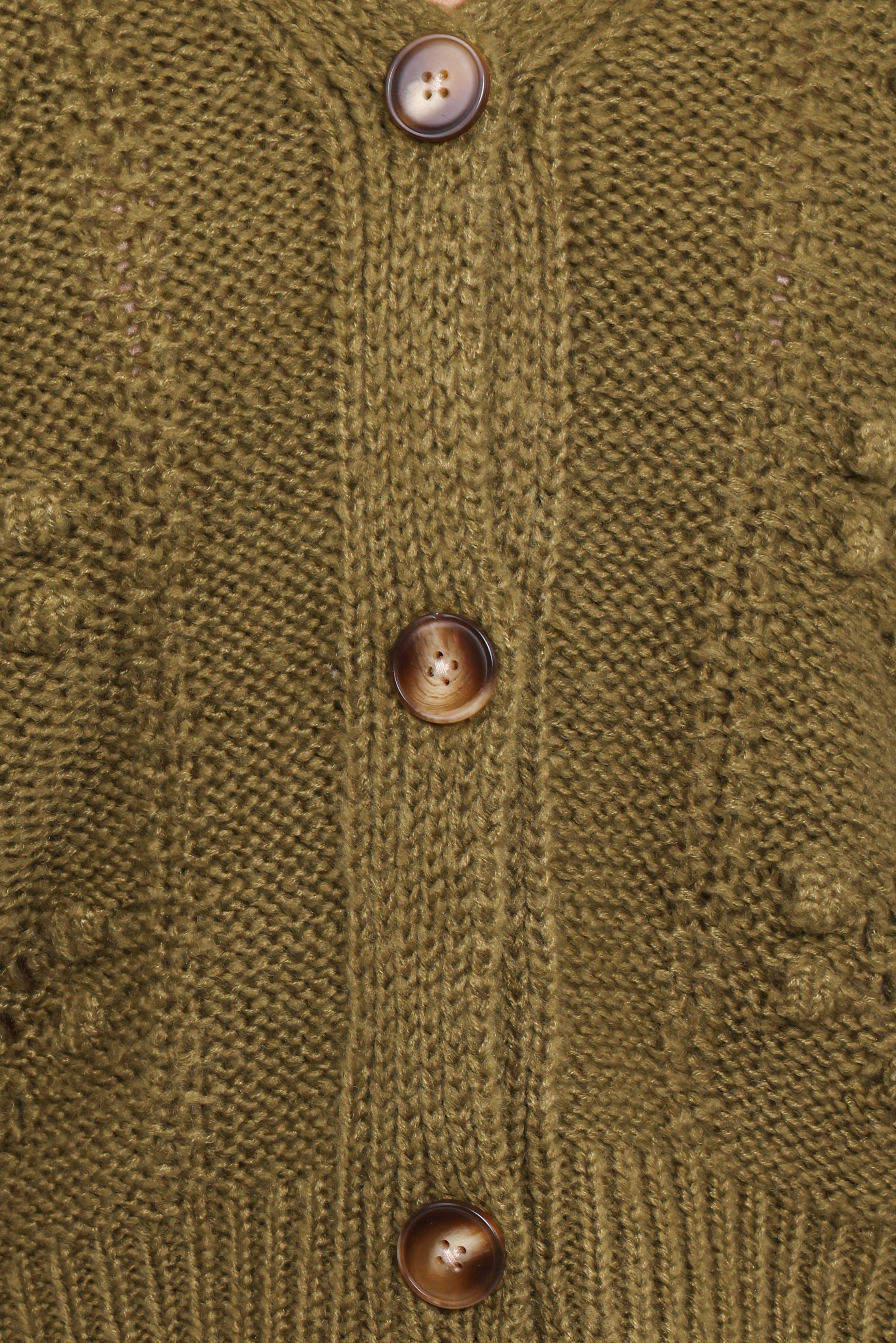 Melody Textured Button Up Cardigan - Olive