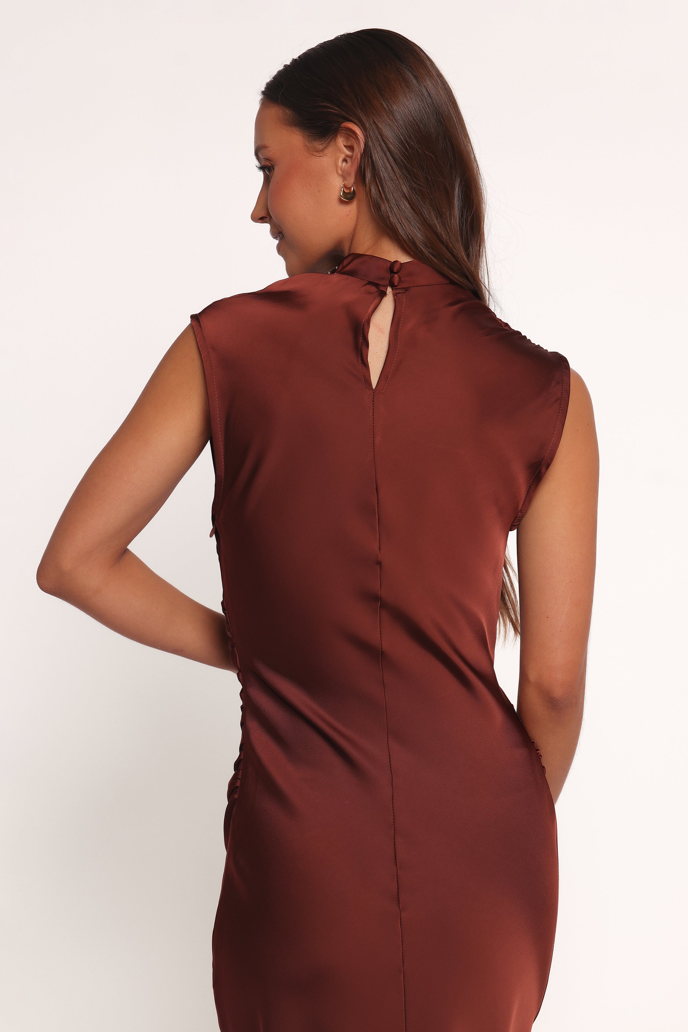 Meryn High Neck Dress - Brown