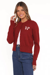 Middleton Mini Bow Cardigan - Wine