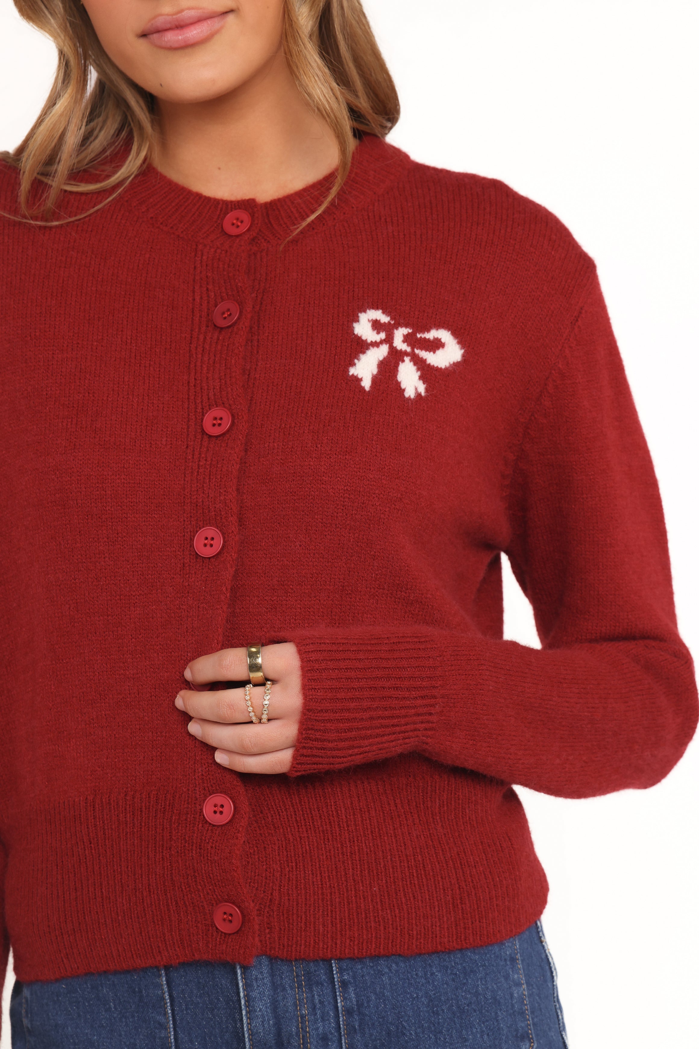 Middleton Mini Bow Cardigan - Wine