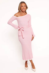 Milan Off Shoulder Midi Dress - Pink