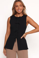 Milani Bow Knitted Top - Black
