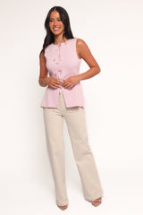 Milani Bow Knitted Top - Light Pink