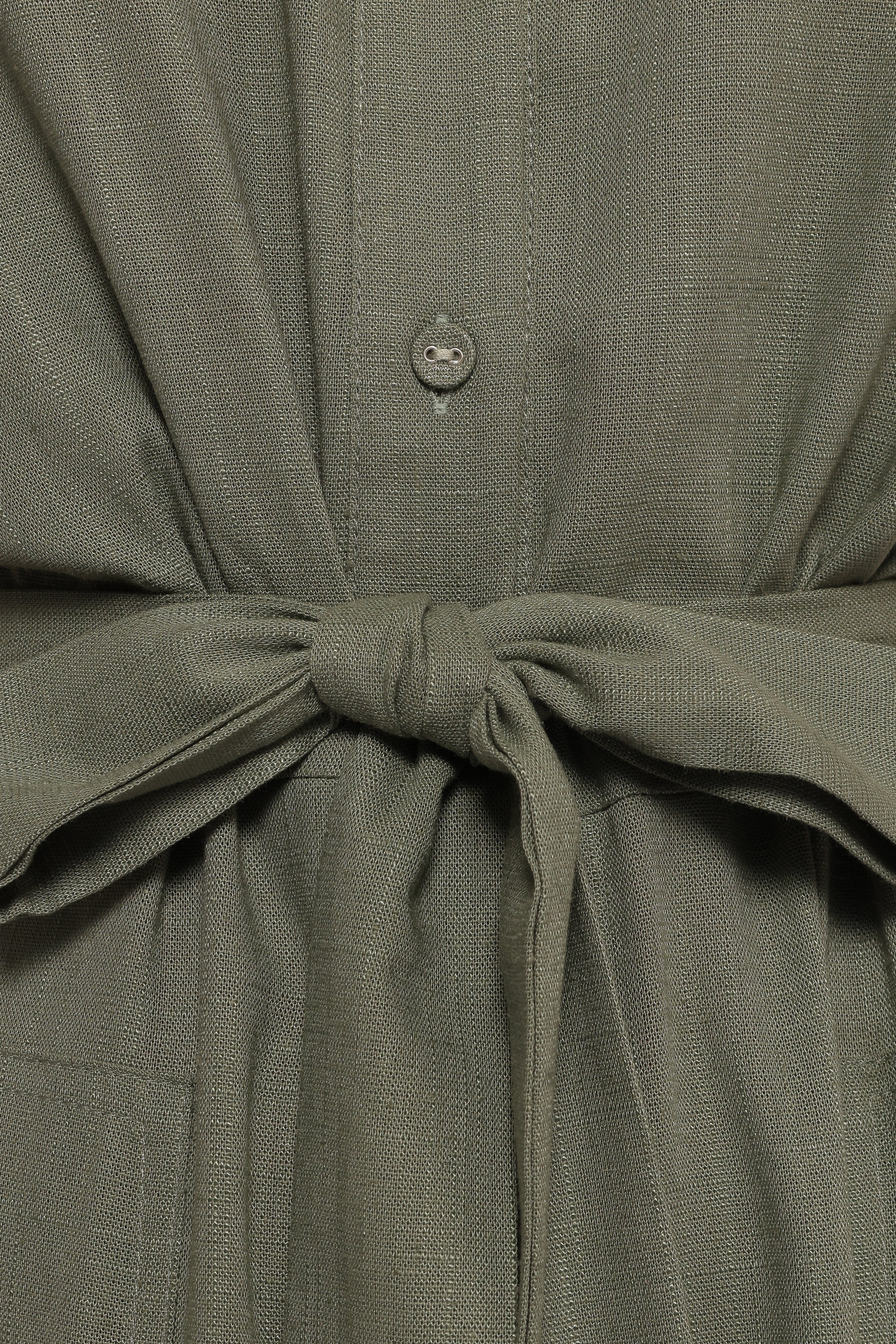 Minnie Waist Tie Jumpsuit - Olive