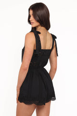 Morena Eyelet Romper - Black