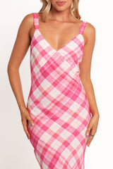 Morghan Midi Dress - Pink Check