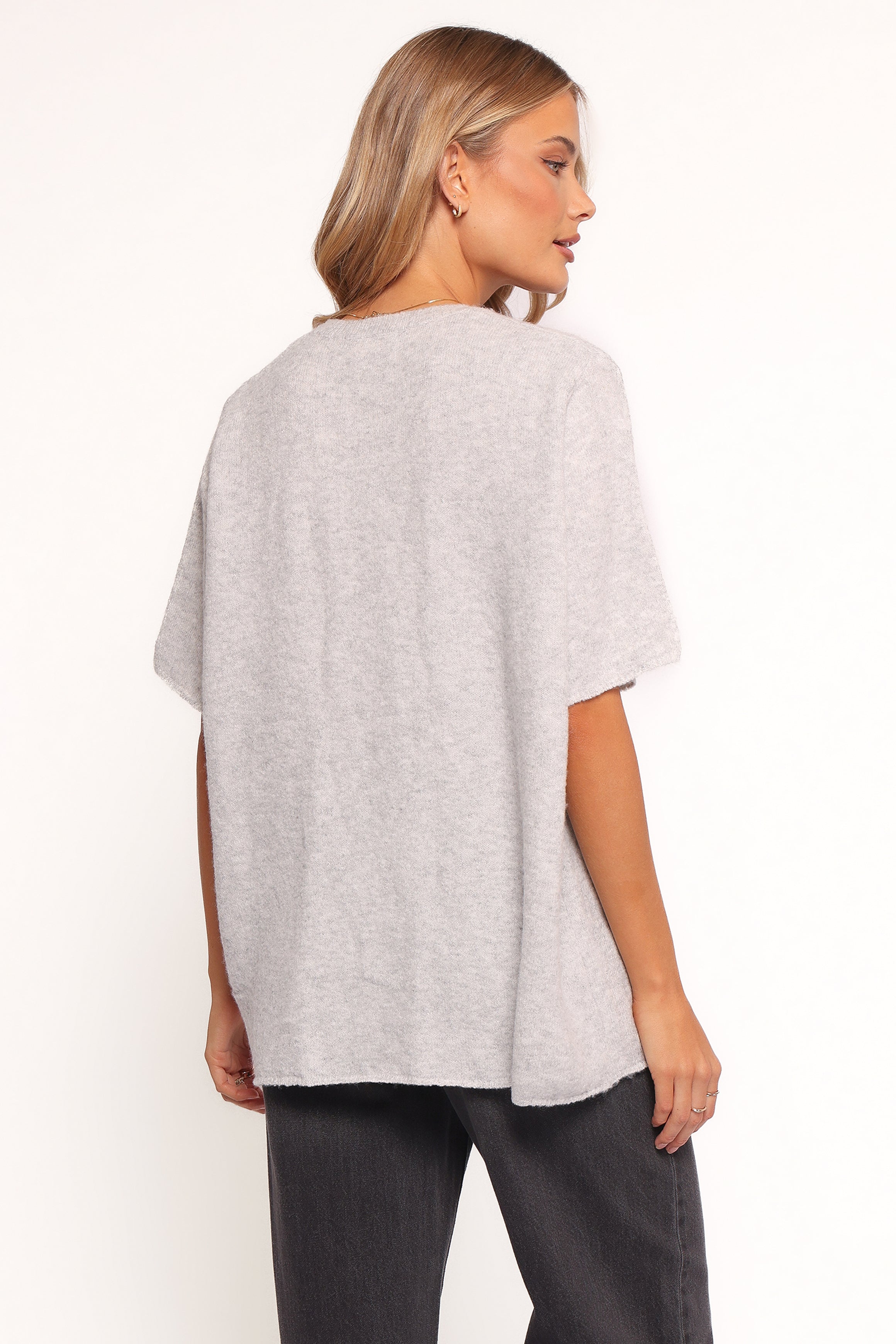 Morris Short Sleeve Oversized Sweater Tee - Grey