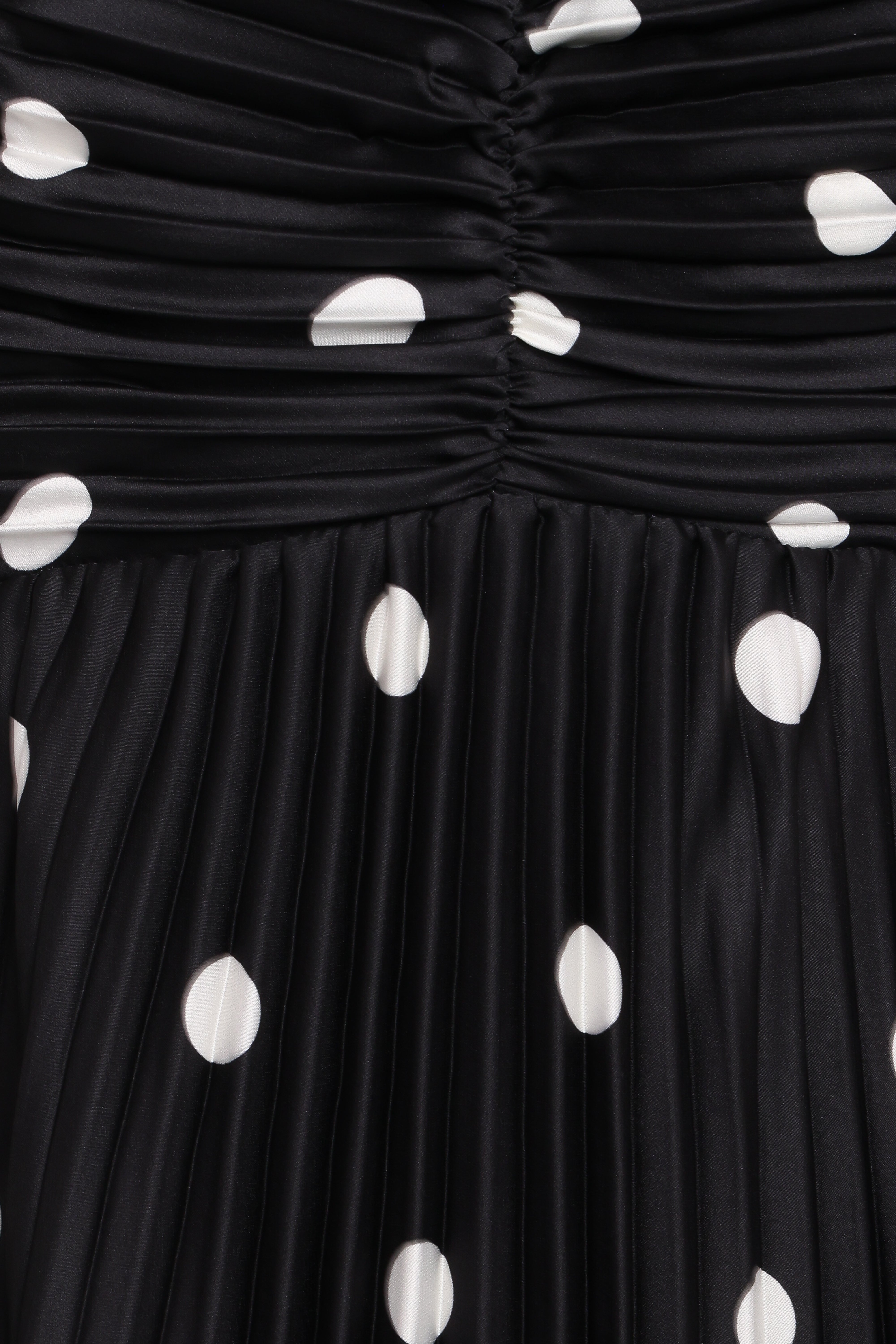 Naira Pleated Maxi Dress - Black Polka Dot