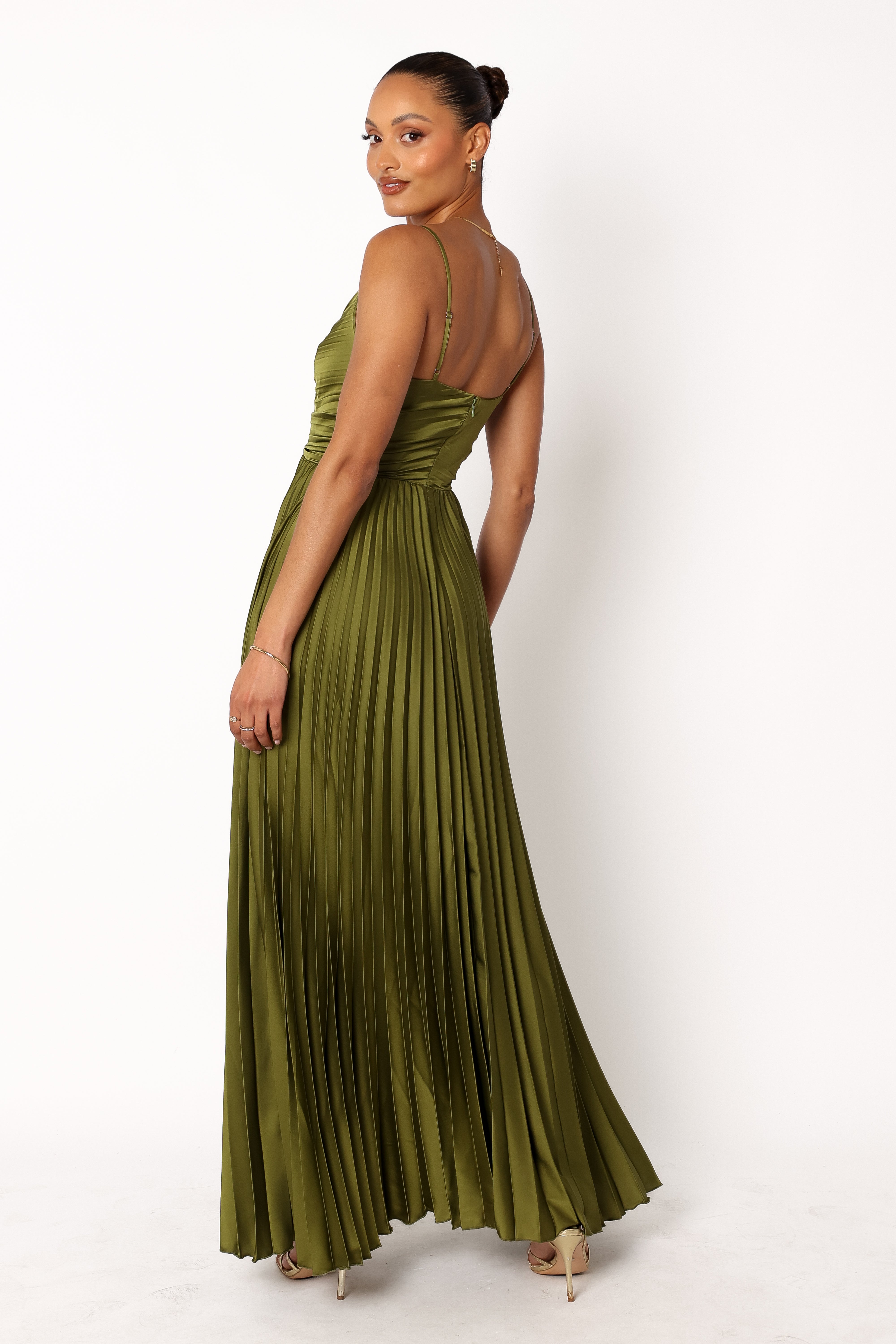 Naira Pleated Maxi Dress - Palm Green