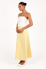 BOTTOMS @Nellie Satin Midi Skirt - Honeysuckle Yellow
