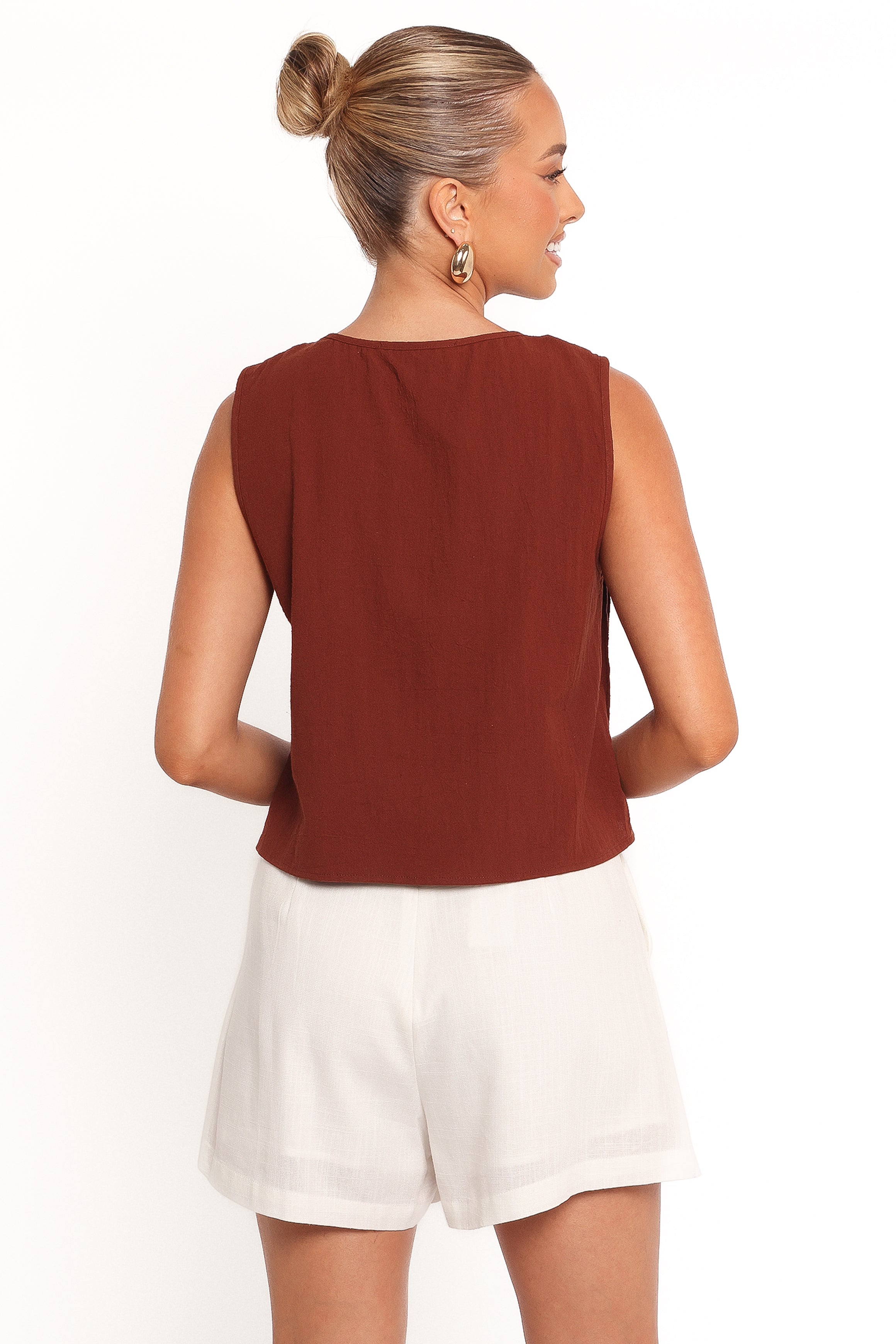 Nika Pleated Top - Chocolate Brown