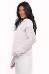 Lyra Large Collar Cardigan - Pale Pink