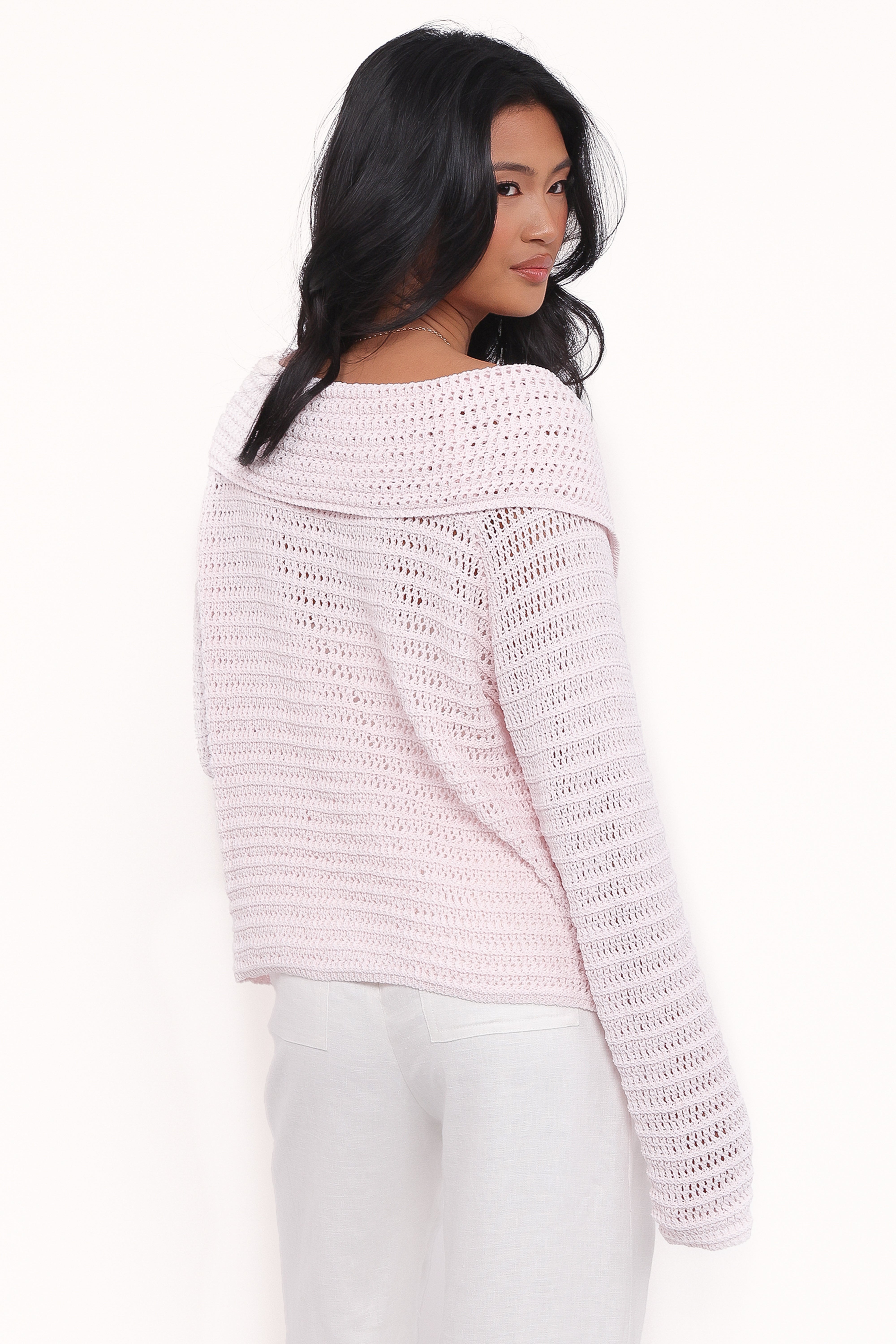 Lyra Large Collar Cardigan - Pale Pink