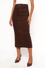 Nikko Midi Skirt - Chocolate Brown