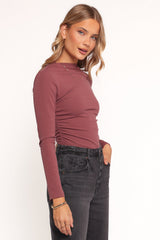 Nissa Long Sleeve Top - Chocolate Cherry