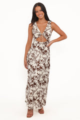 Noemi Maxi Dress - Brown Floral