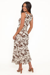 Noemi Maxi Dress - Brown Floral