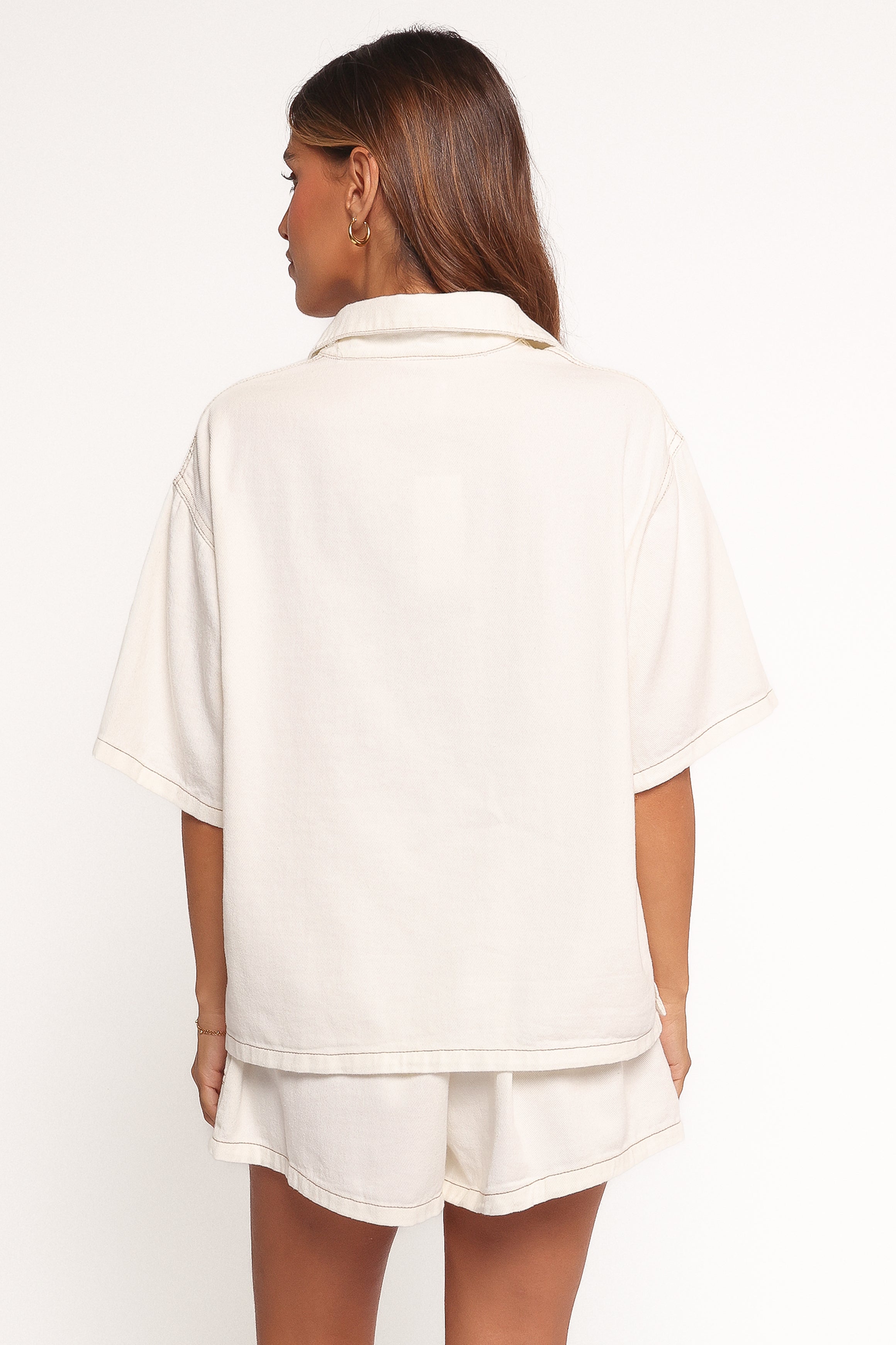 Noor Denim Short Set - White