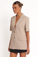 Nora Short Sleeve Blazer - Beige