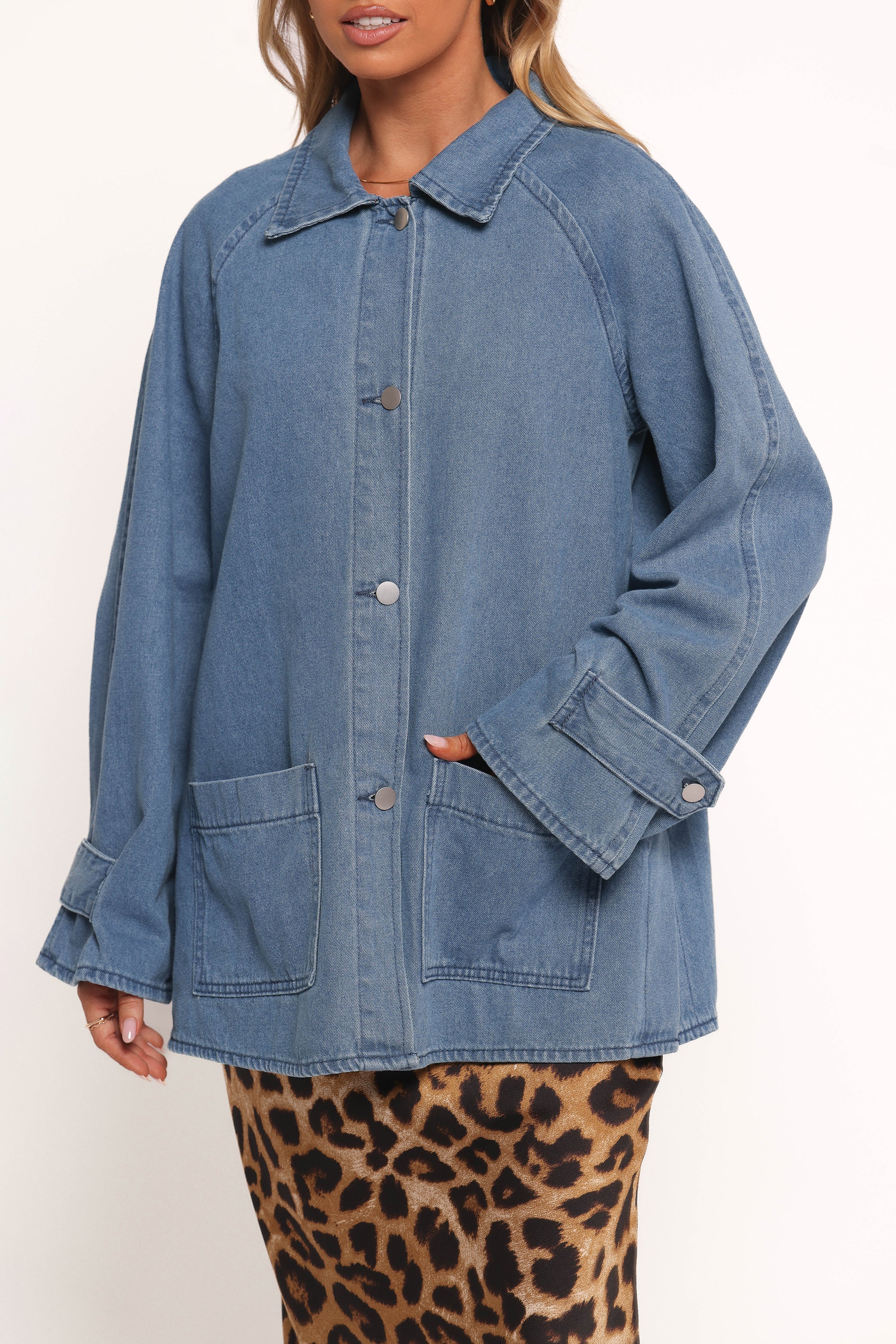 Novan Oversized Shacket - Denim