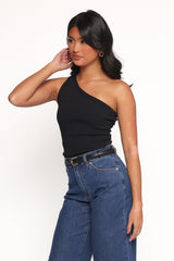 Nysa One Shoulder Top - Black