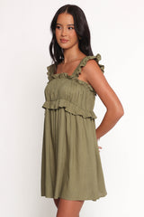 Orion Frill Strap Mini Dress - Olive