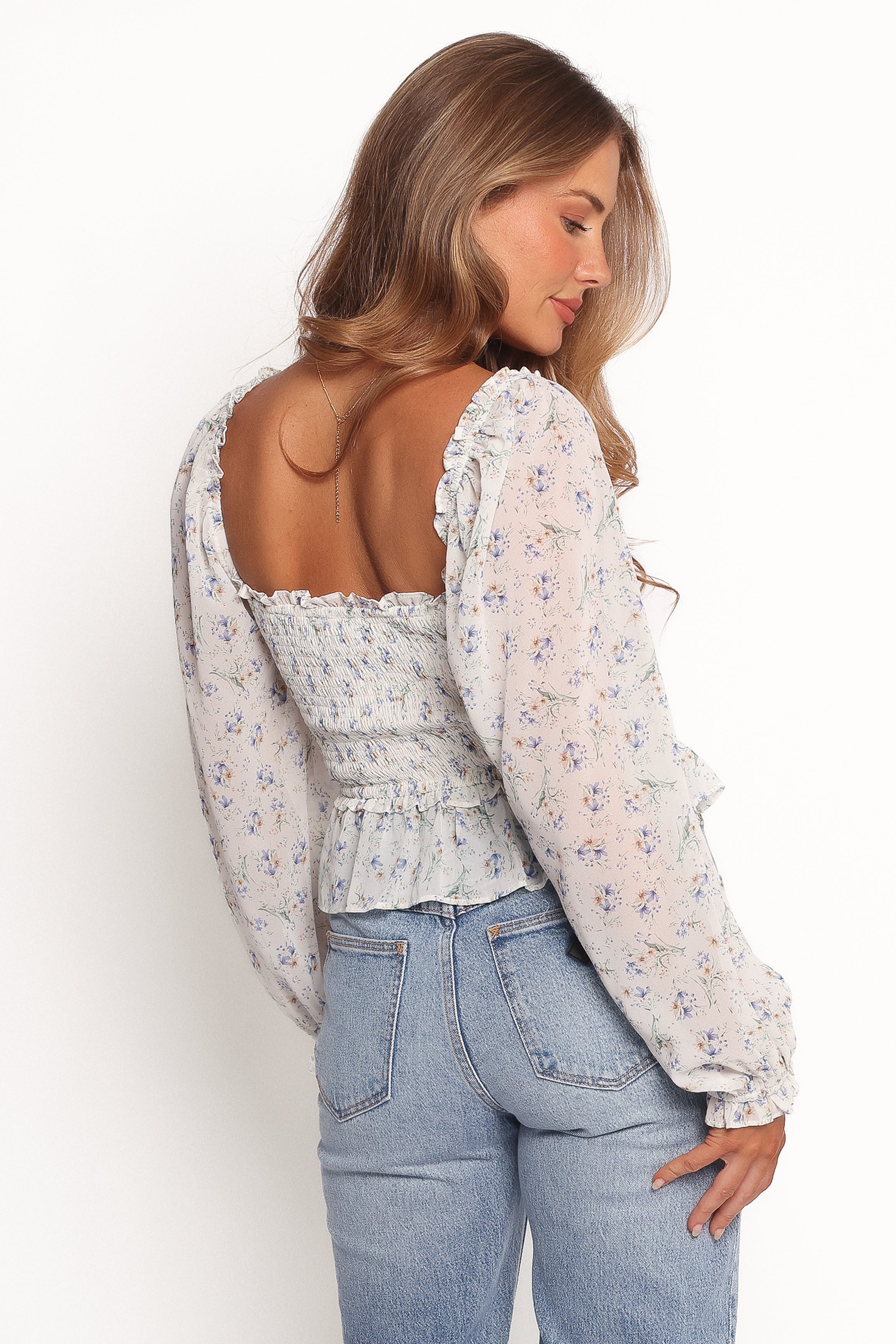 Paloma Long Sleeve Top - Blue Floral