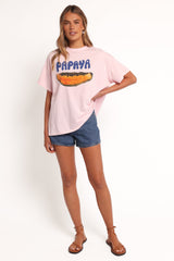 Papaya Graphic Tee - Pale Pink