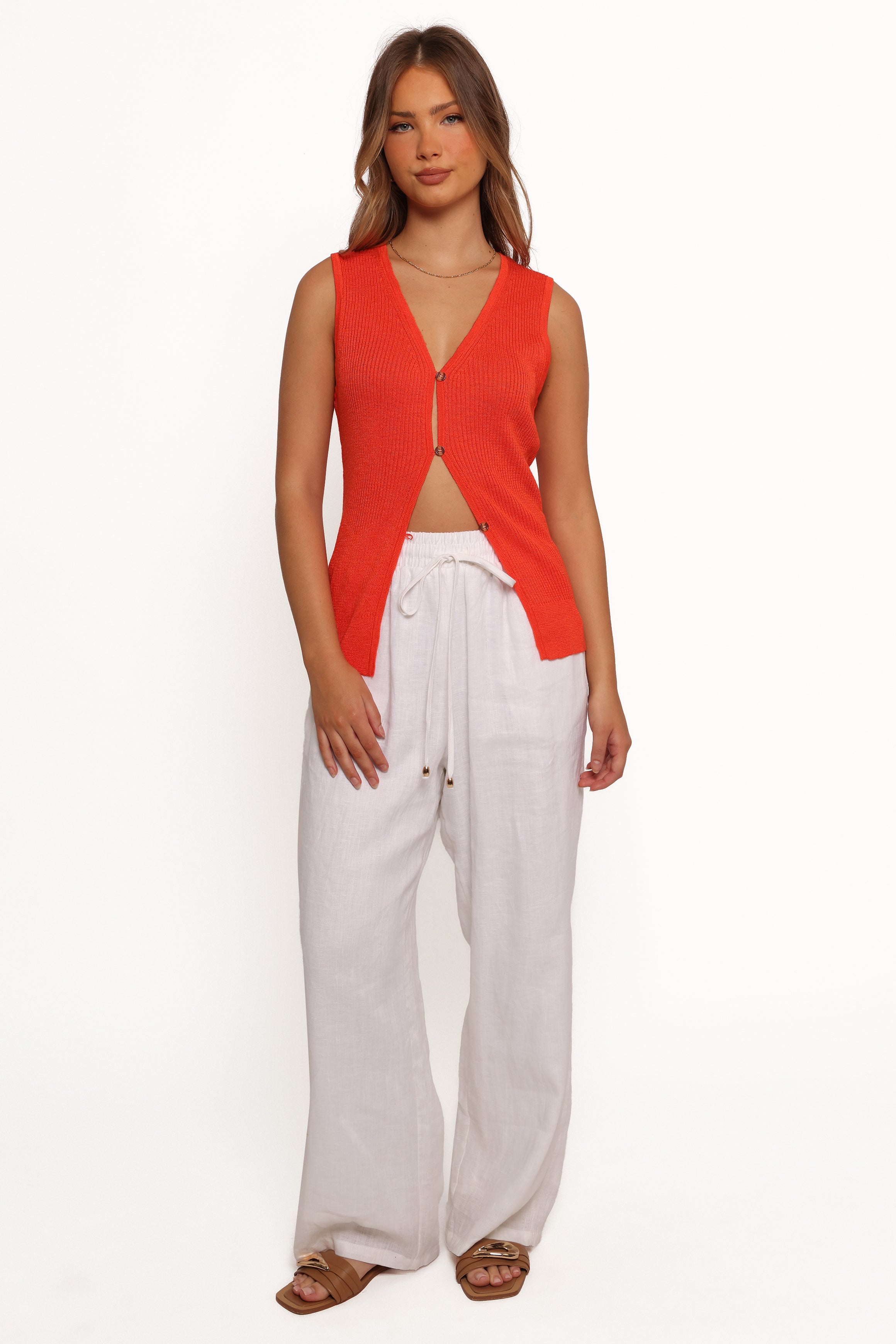 Parma Knit Vest Top - Blood Orange