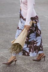 Angie Midi Skirt - Blue Poppies
