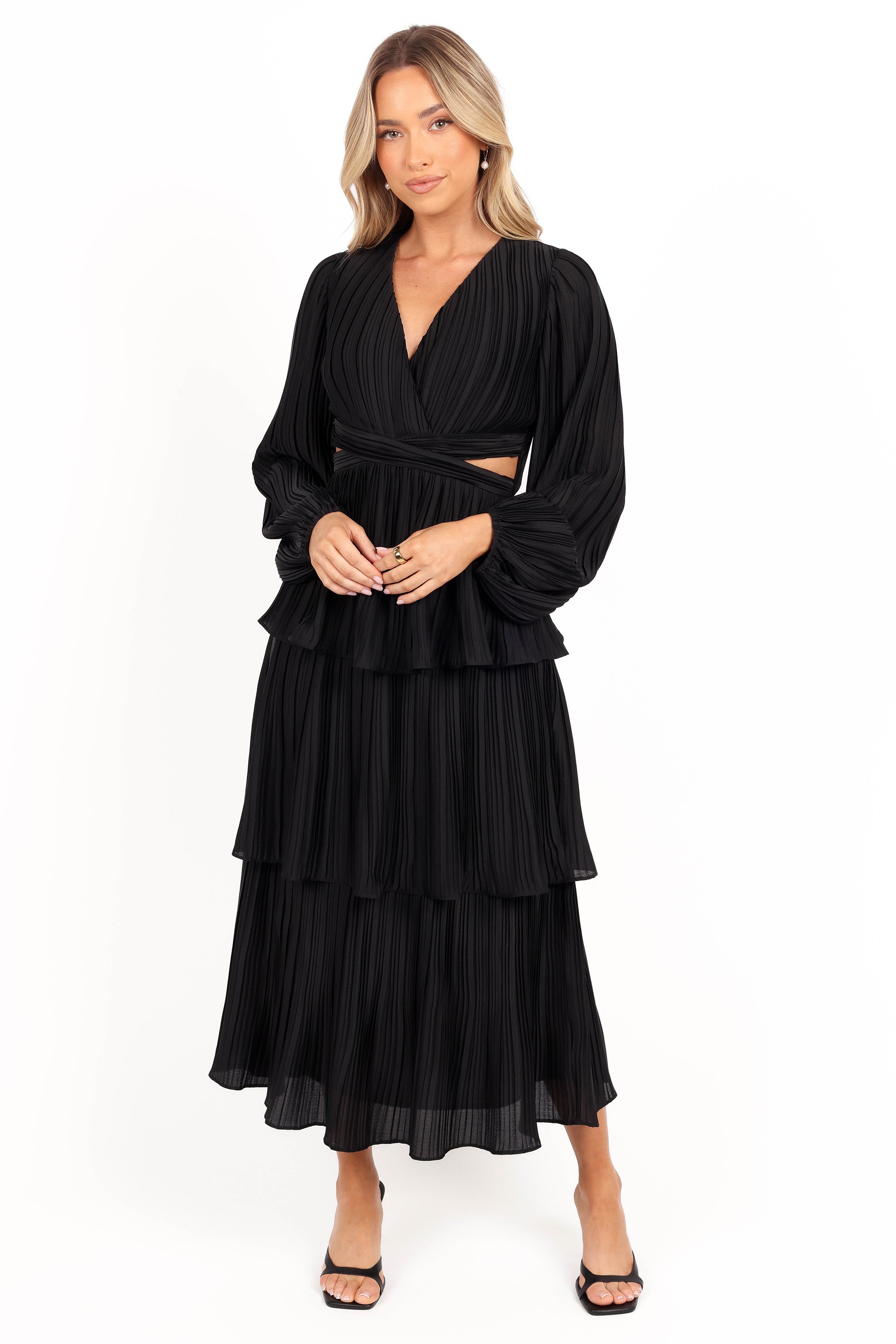 PIppa Long SLeeve Midi Dress - Black
