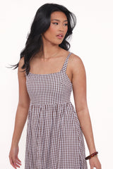 Reid Maxi Dress - Brown Gingham
