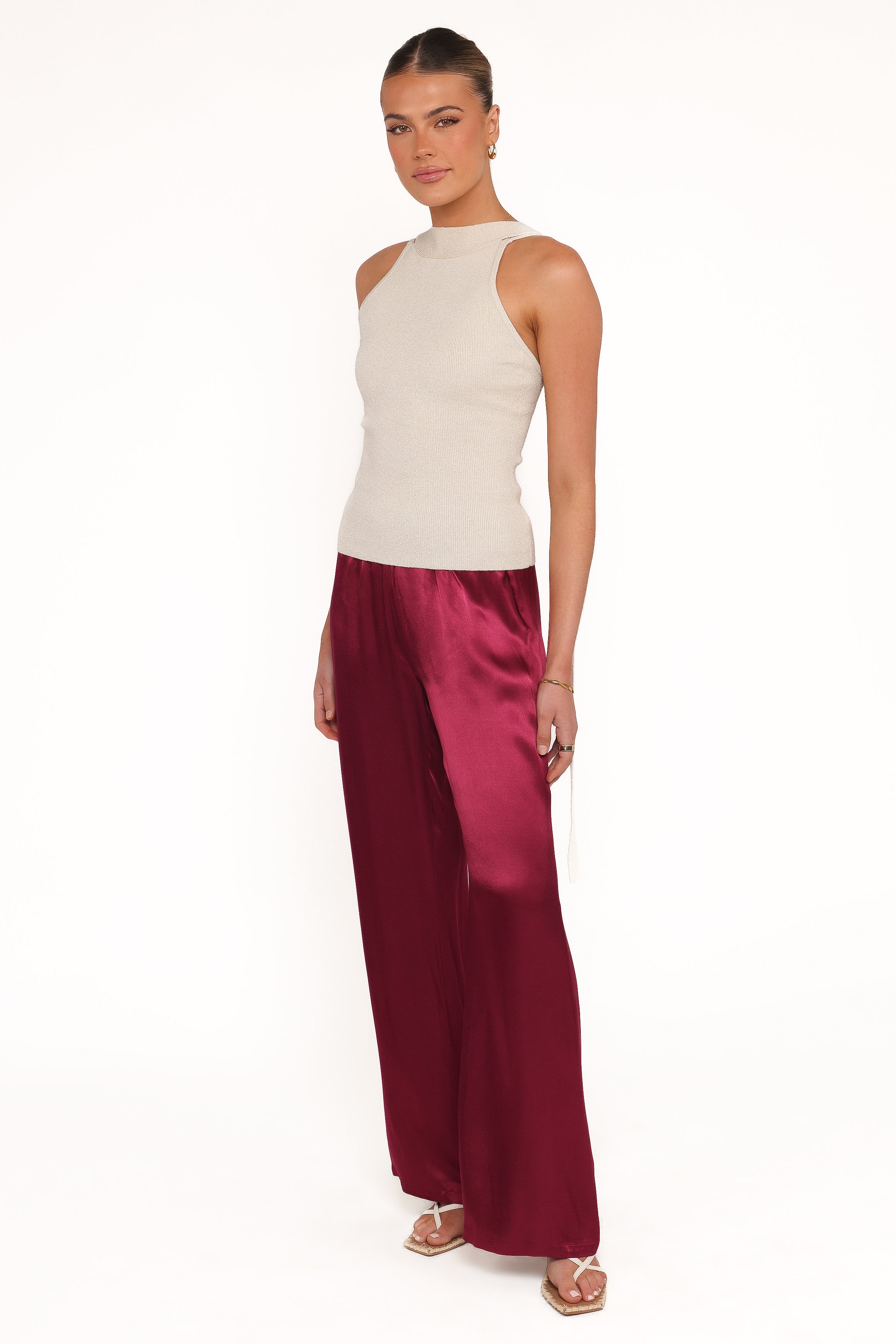 Carissa Satin Pants - Berry