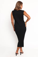 Richelle Ribbed Knit Skirt Set - Black