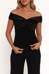 Rita Velvet Off Shoulder Top - Black
