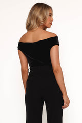 Rita Velvet Off Shoulder Top - Black