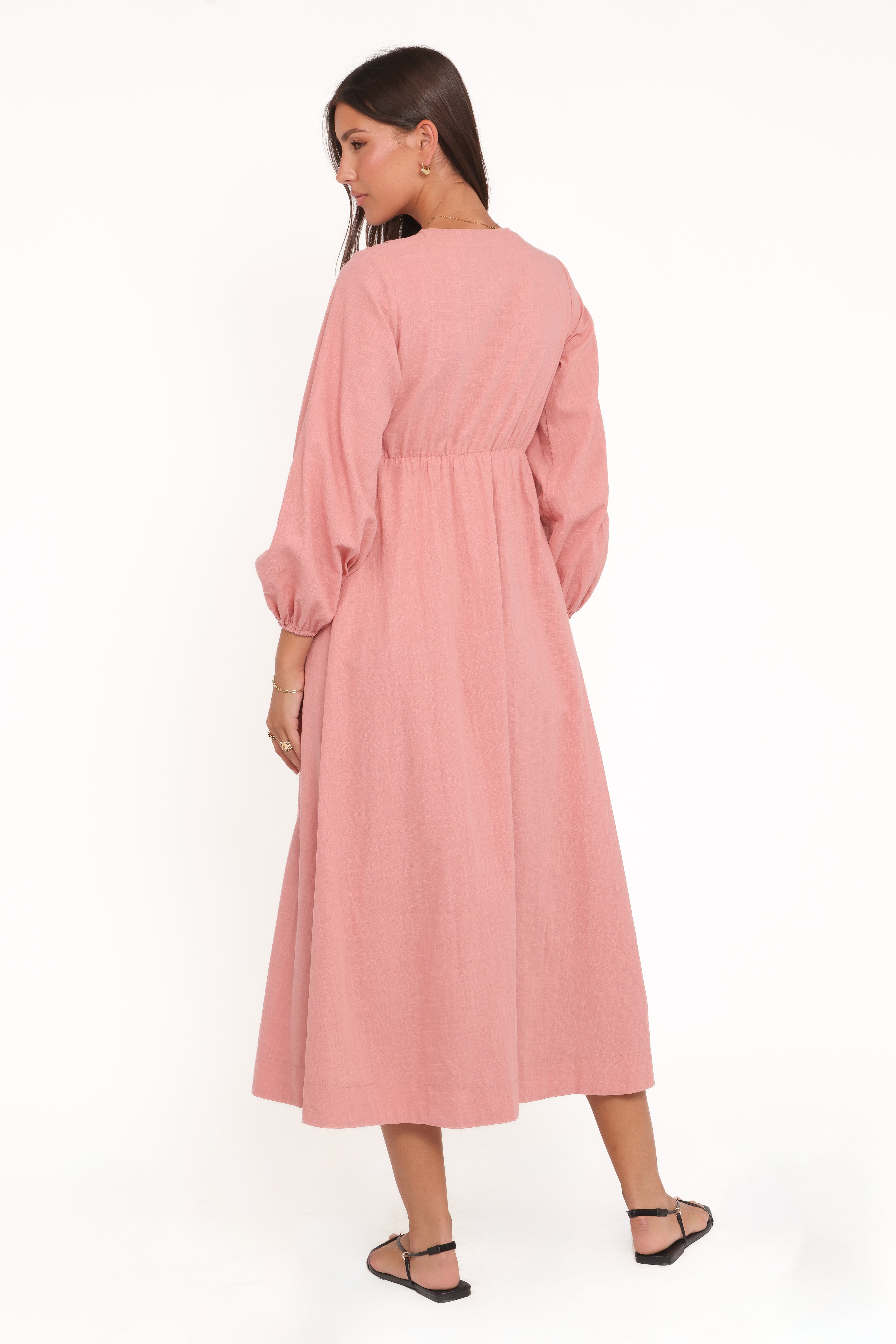 Riven Long Sleeve Maxi Dress - Pink