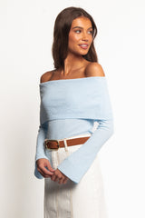 Rory Off Shoulder Top - Pale Blue