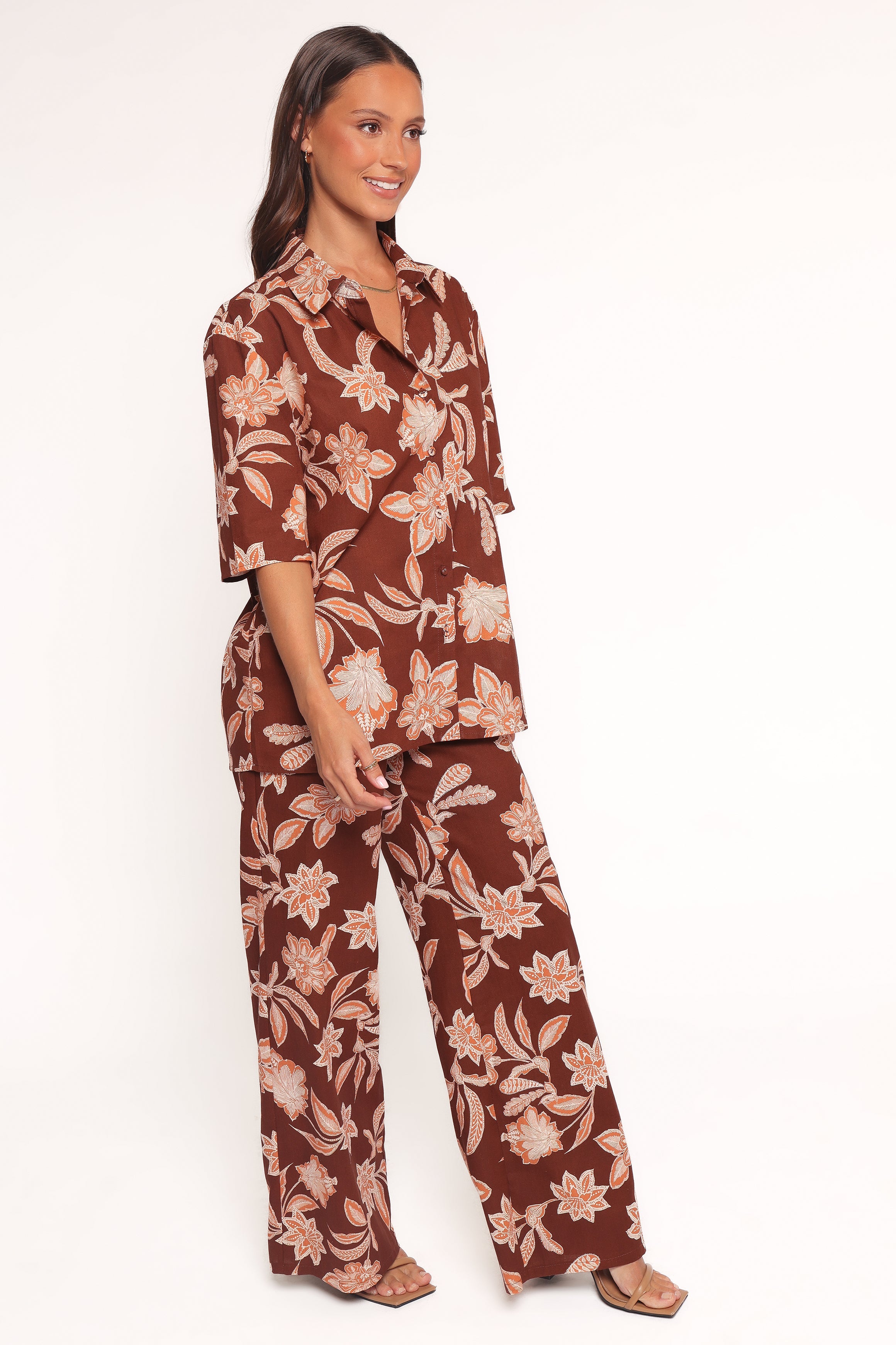 Samira Wide Leg Pant - Orange Floral