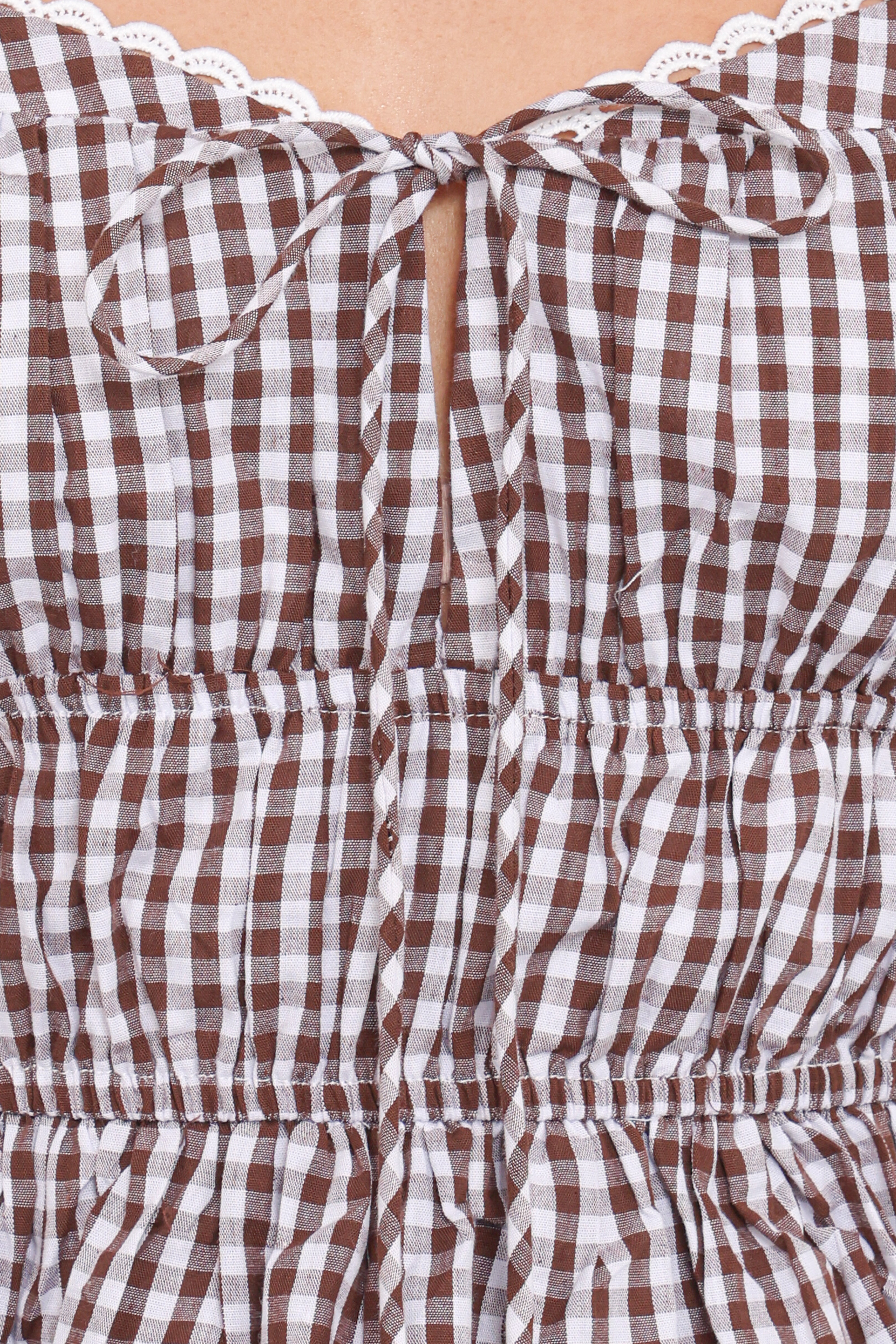 Saphia Top - Brown Gingham