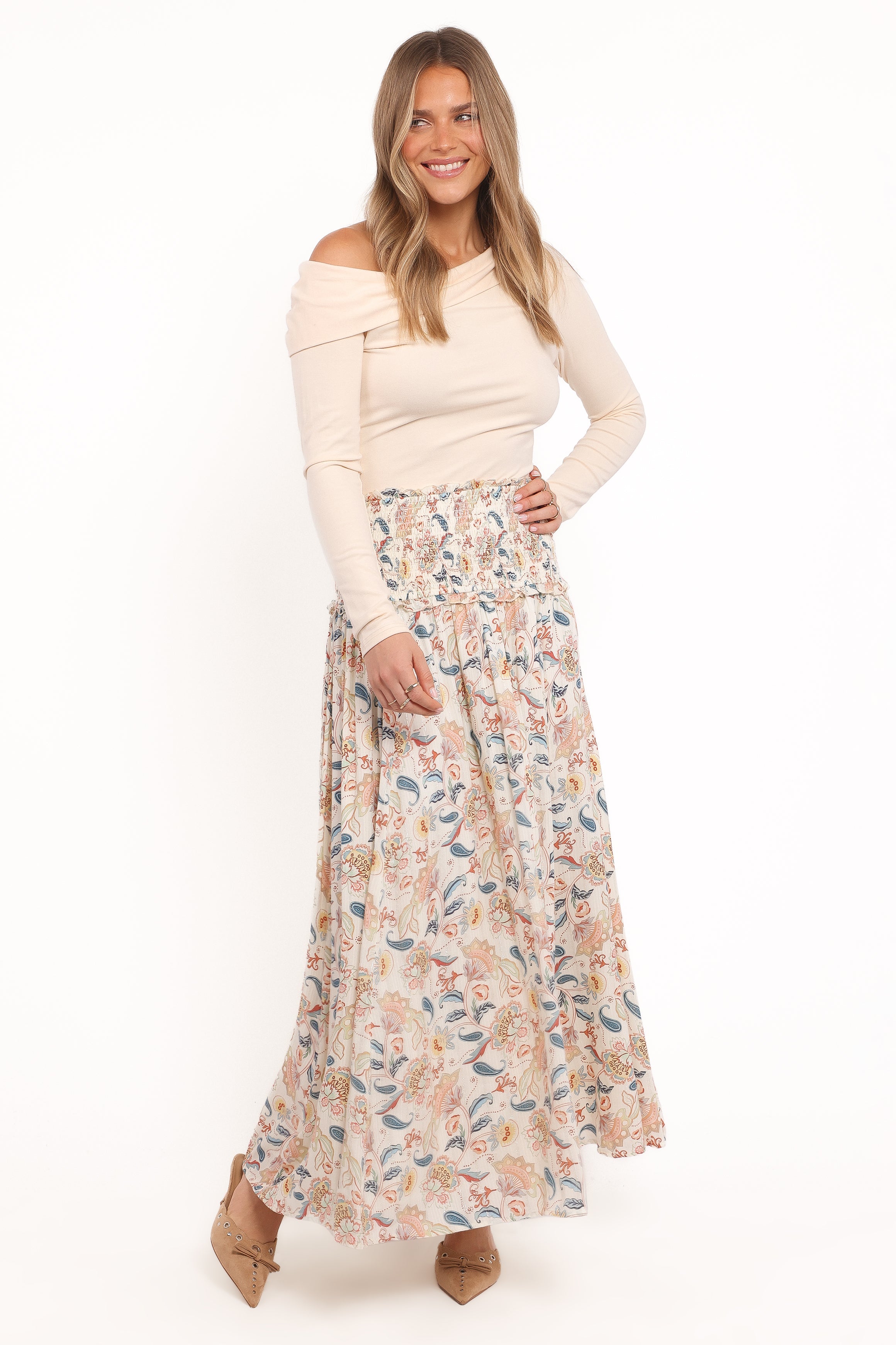 Seana Shirred Waist Maxi Skirt - Paisley