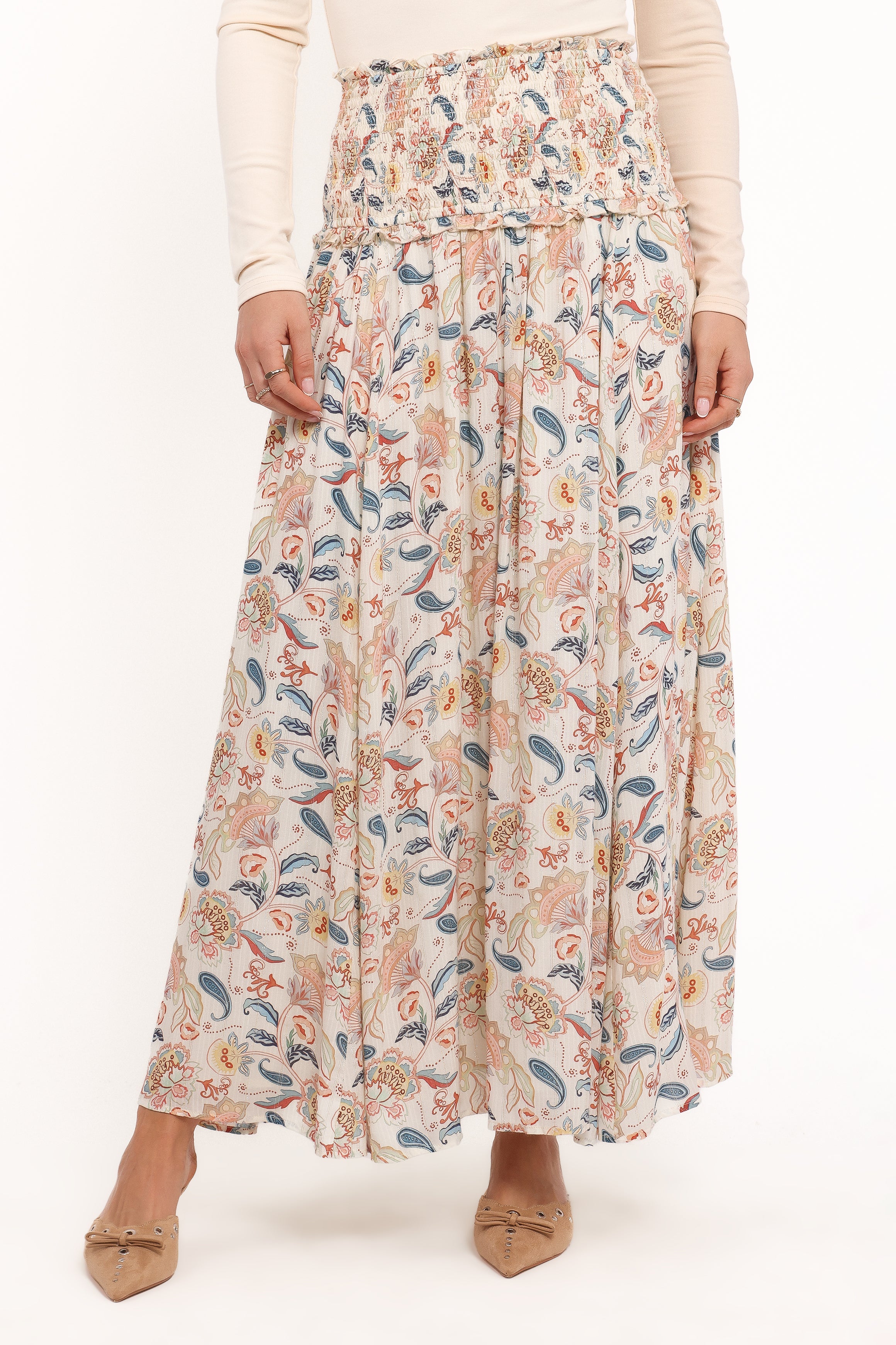 Seana Shirred Waist Maxi Skirt - Paisley