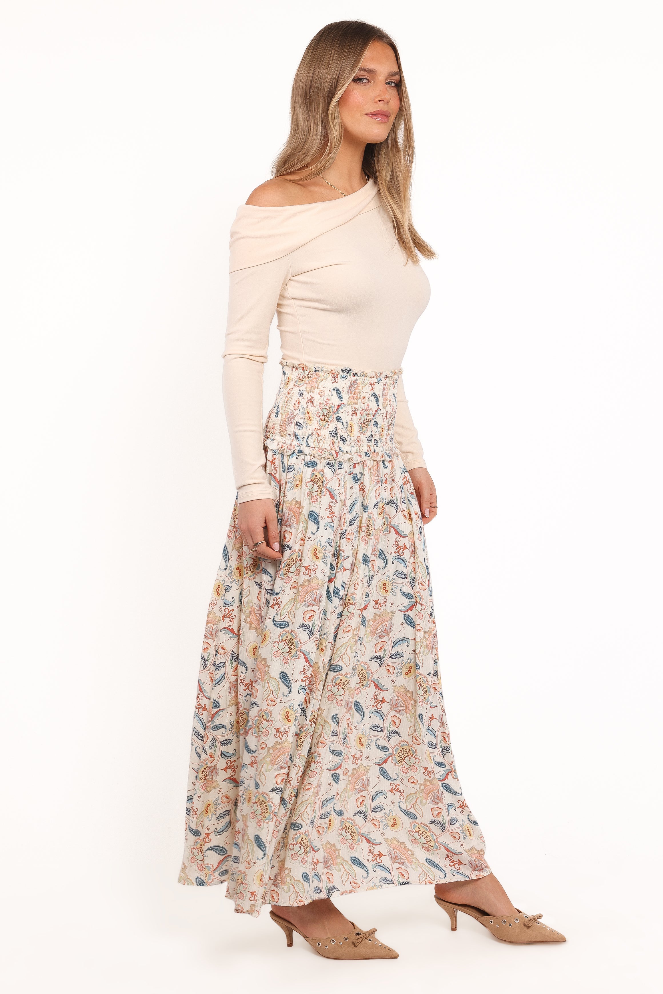Seana Shirred Waist Maxi Skirt - Paisley
