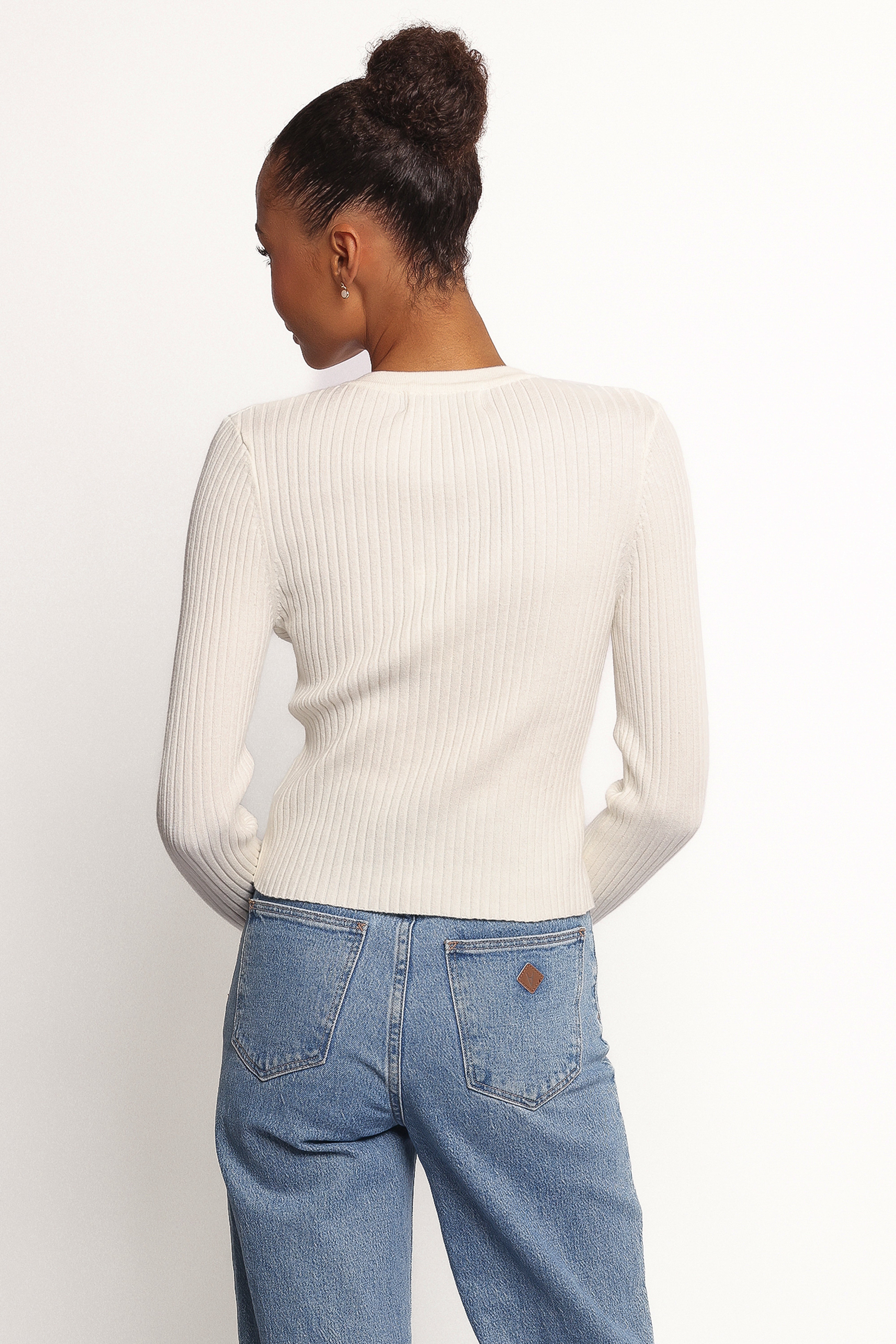 Searie Ribbed Cardigan Top - Cream